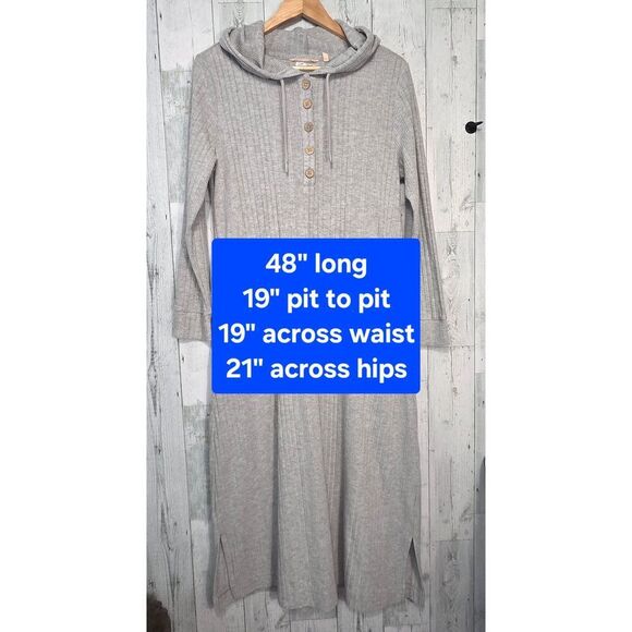 Soft Surroundings Loungy Lover Cozy Ribbed Hooded Jersey Midi Dress Sz. S - Picture 4 of 10